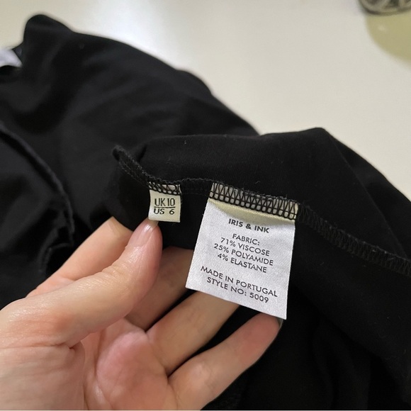 Iris & Ink Asymmetrical Midi Pencil Skirt Viscose Blend Women Black US 6 - Picture 6 of 6